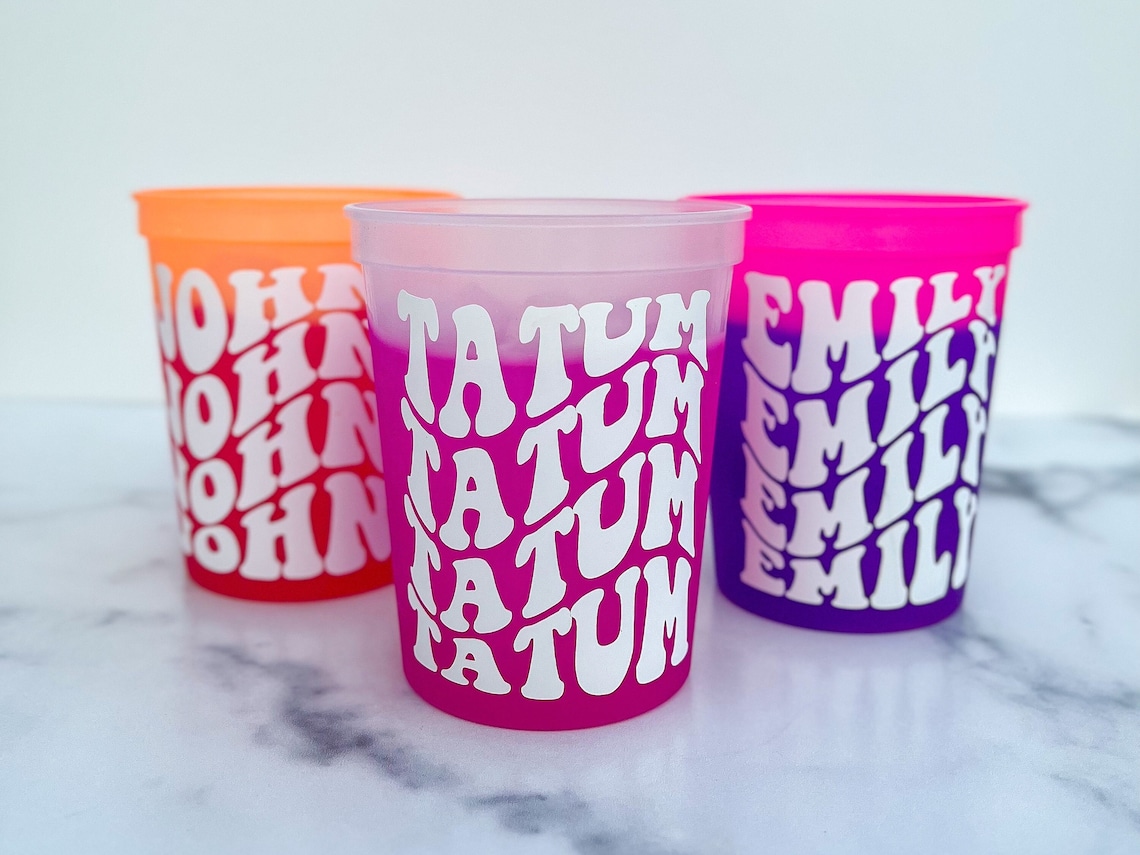 Personalized ColorChanging Stadium Cup  Custom Reusable Party Cup for Bachelorettes Birthdays  Vacations
