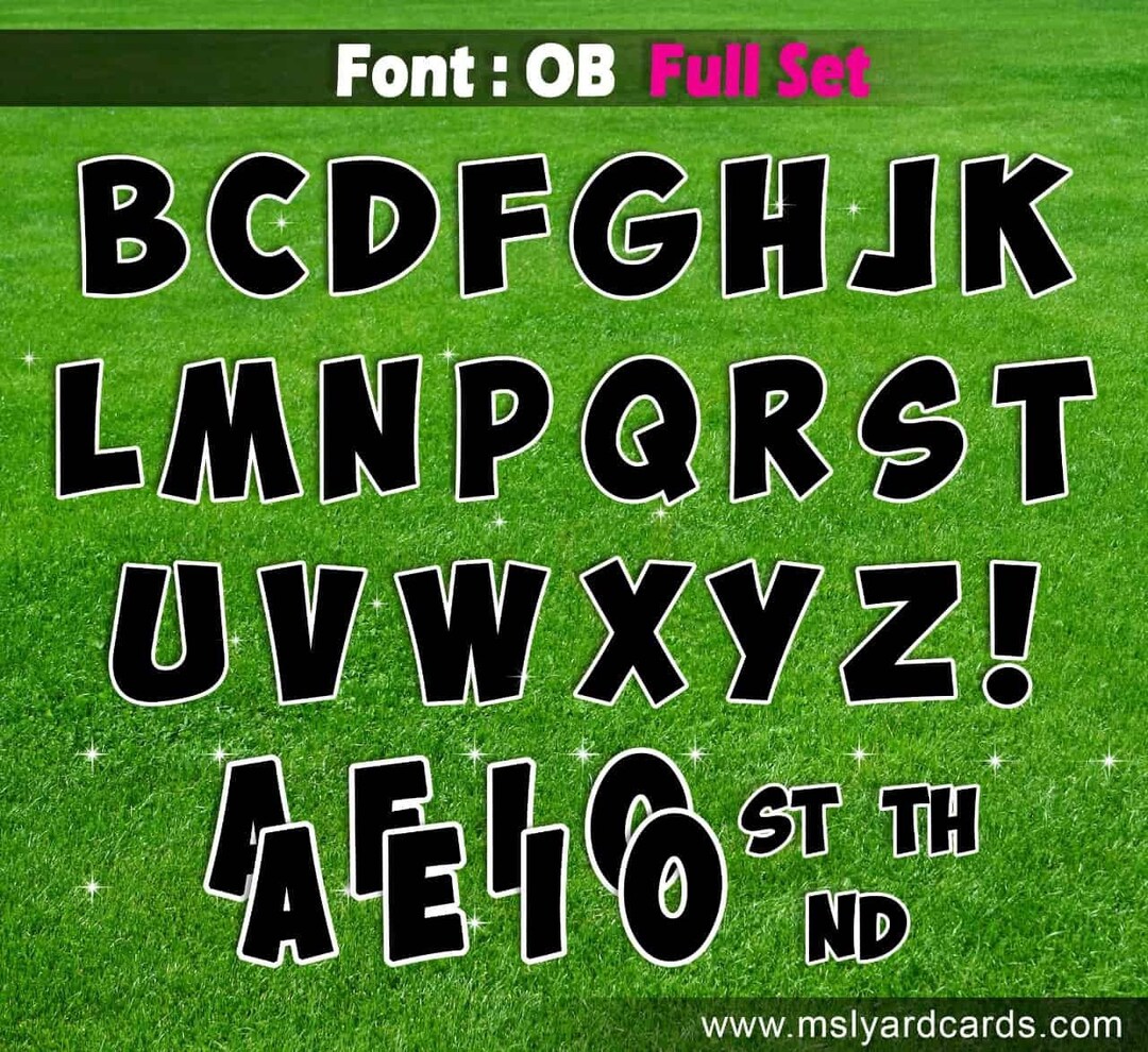 23 OB Font Alphabet Set W/extras Yard Sign Letters Colorful Yard Sign