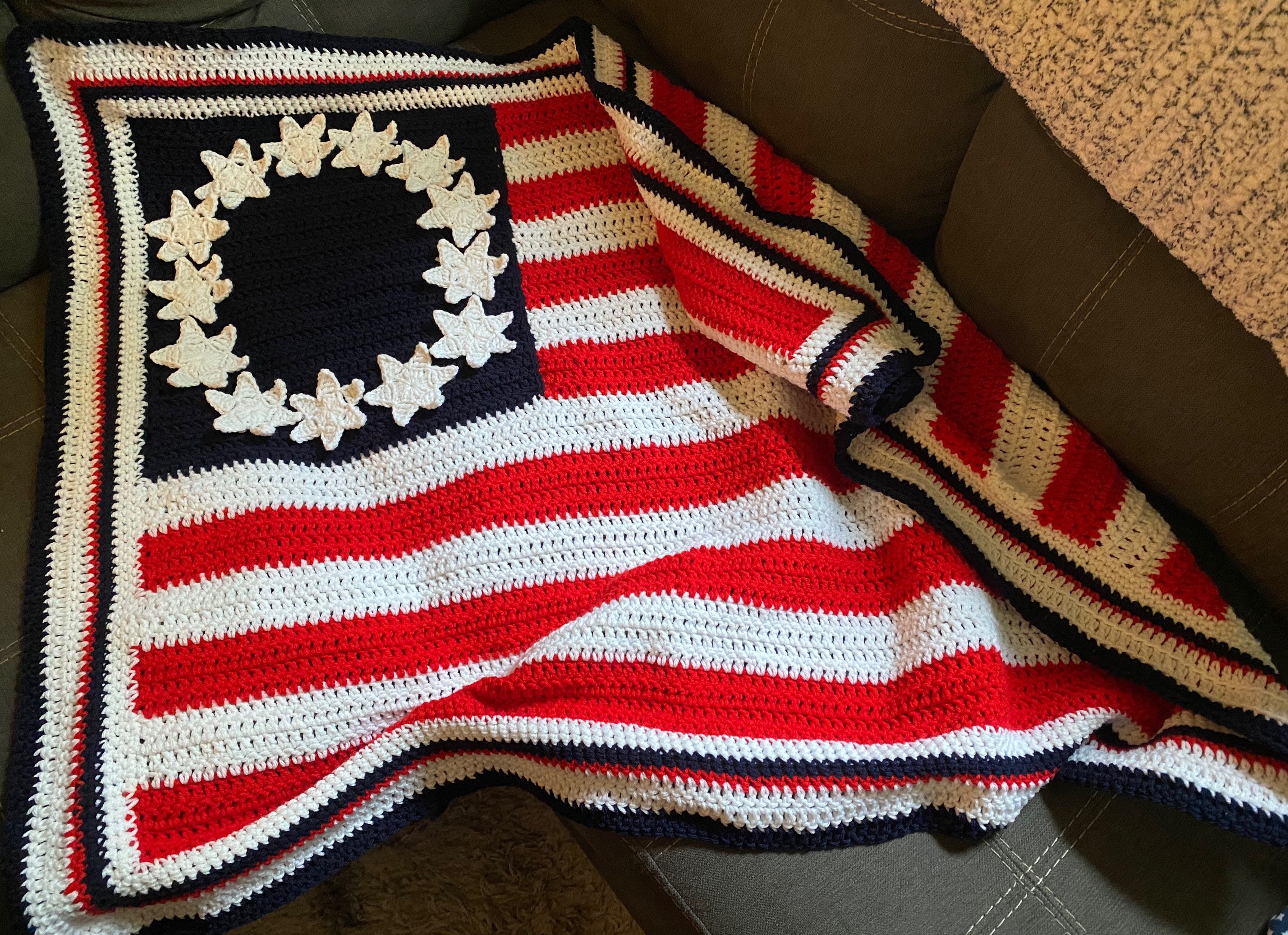 Crochet American Flag Betsy Ross Blanket American Flag Etsy