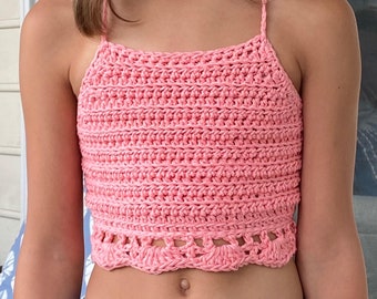 Girls : Crochet Halter Top - Crop top - Lacy Tie Top - Summer Strappy Top - Beach Top - Girls Halter - Cotton Top