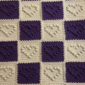 Custom! Rustic Crochet Heart Blanket - Farmhouse Blanket - Baby Blanket - Throw Blanket - Patchwork Blanket - Bobble Blanket