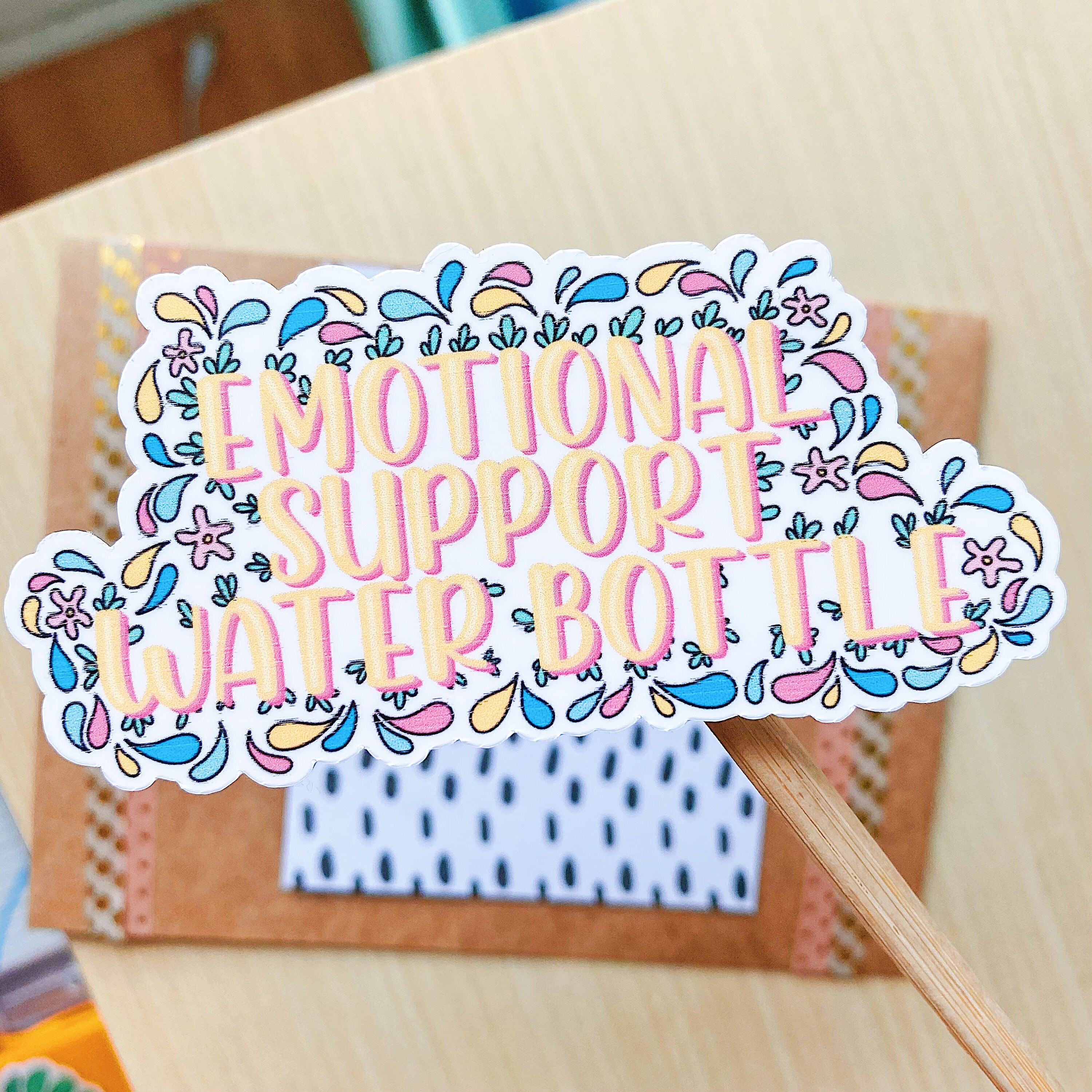 Emotional Support Water Bottle Waterproof Sticker Decal - Cute Trendy…