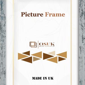 May include: A rectangular picture frame with a distressed grey and black finish. The insert features the text Picture Frame, the logo for OSUK Online Supplies UK, a row of brown and tan triangles, and the text MADE IN UK at the bottom.