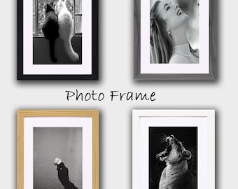 Black Grey Oak White Dark Oak Photo Picture Frame Wooden Effect 6x4, 7x5, 8x6, 9x7, 10x8, 12x10, A2, A3, A4 With White Mount