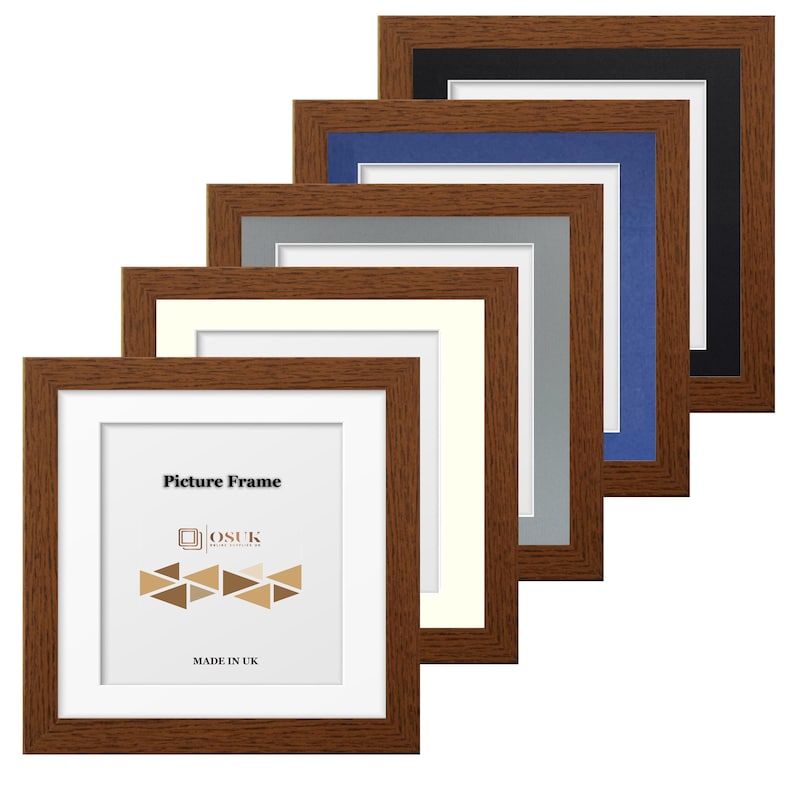 Handmade Walnut Square Photo Frame with Mounts – Poster Picture Frame Tabletop or Wall Display Home Decor Wall Art Wedding Frame Baby Gifts image 1