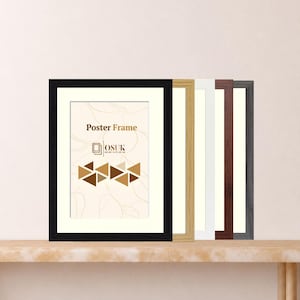 Handmade Black  Photo Picture Frames with Ivory Mount, Poster Frame  White, Grey, Oak MDF Wood Effect Various Sizes Framed Art Wall Hanging