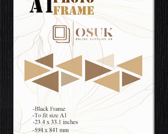 OSUK A1 Frame In Size 59.4 x 84.1 cm Frame A1 Photo Frame with Clear Perspex Front & Wall Mounting to Hang Portrait or Landscape