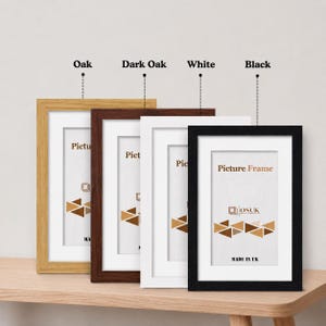 Modern Picture Frames With White Mount – Black White Oak Grey Wooden Photo Poster Frame - A1 A2 A3 A4 Home Decor Anniversary Gifts Wall Art