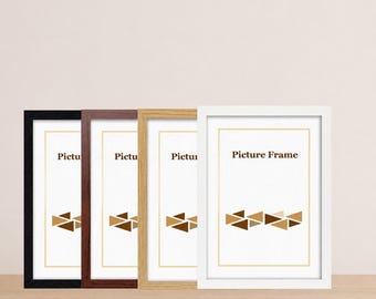 Handmade MDF Wood Effect Black Photo Frame with White Mount Picture Poster Frames  White, Oak, Grey Wall Art  Home Decor Portrait/ Landscape