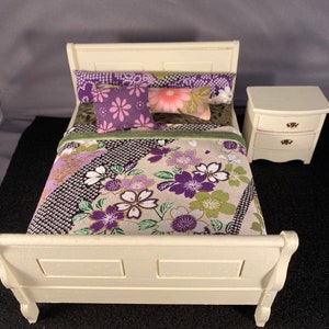 Miniature 1:12 Bed and Nightstand Set