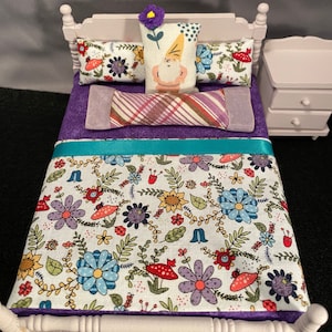 Miniature 1:12 Bed and Nightstand Set