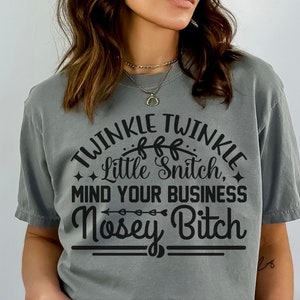 Twinkle Twinkle Little Snitch Mind your Business Nosy Bitch SVG e PNG File per Cricut, Funny Girl Svg, Camicia da donna Svg, Svg motivazionale