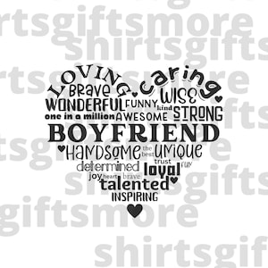 Novio corazón svg, Diseño de camisa para Cricut, Declaraciones positivas, Regalo de cumpleaños BF, Descarga digital de tipografía, Archivo de sublimación, Romántico