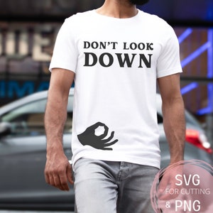 Jogo de mão circular engraçado PNG e SVG, não olhe para baixo Gesto de mão para crianças e designs adultos para sublimação cricut, piada de humor negro