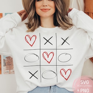 Liebe gewinnt PNG & svg, XOXO Tic Tac Toe Freundin Shirt-Datei für Cricut, Frauen lieben Herz Niedlicher Lehrer umarmt ein Küsse Geschenk für ihre Frau GF