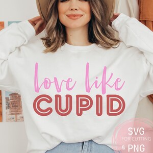 L'amour comme Cupidon SVG PNG amour Clipart, fichier Saint-Valentin pour sublimation, camée Cricut, Xoxo Svg, flèche petite amie petit ami mari femme