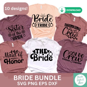 Bundle SVG & PNG de l'équipage de la mariée, conceptions de chemise d'enterrement de vie de jeune fille drôle pour Cricut, voyage de filles de week-end, douche nuptiale, groupe d'amis assorti
