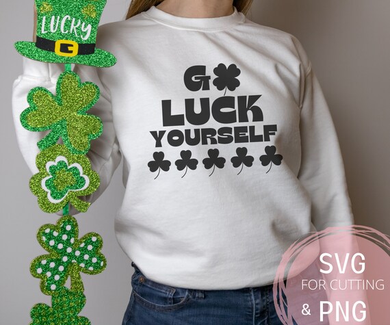 St Patricks Day Funny Go Luck Yourself Shamrock 1 Line Art T-Shirt St Patricks Day Funny Go Luck Yourself Shamrock 1 Line Art T-Shirt