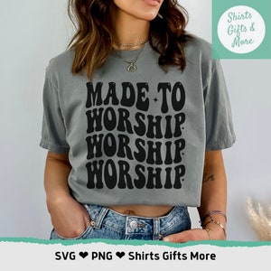 Hecho para adorar SVG & PNG, texto ondulado de moda Diseño cristiano, Archivo svg de Jesús para Cricut, Diseño de citas cristianas, Impresiones digitales, Religioso