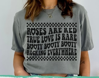 Roses Are Red True Love Is Rare Booty Rockin' Everywhere Svg, Funny Valentines Day PNG, digitale download, cadeau voor vriendin, Cricut-bestanden