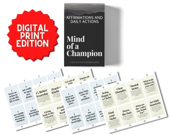 Printable Mind Of A Champion (Digital Edition) Motivational Cards for Men Affirmations and Action to Turn Dreams to Reality Motivation Deck