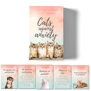 Cats Against Anxiety Cards - 52 Positive Messages and CBT Action Steps for Anxiety Relief - Mindfulness Cat Gift Depression Mental Health