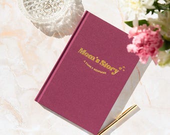 Diario de recuerdos "La historia de mamá": Libro de recuerdos con cubierta de lino y sugerencias para escribir.