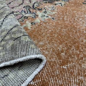 4x7 Orange Gray Turkish Rug, Hand-Knotted Wool Rug, 4x7 Anatolian Rug, Vintage Oushak Rug, Living Room, Bedroom, Entryway Rug, 4.1x7.3 Ft