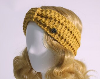 Alpaca hoofdband Sofia - handgebreid, herfst winter - dames haarband, tulband, gebreid, met knoop