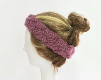 Alpaca hoofdband Luna-gebreide winterdameshaarband, bandeau, gevlochten