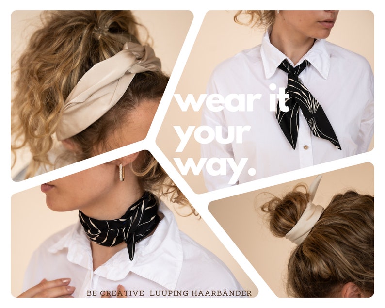 Satin hairband Non-slip with wire inside to tie yourself Elegance Bild 8