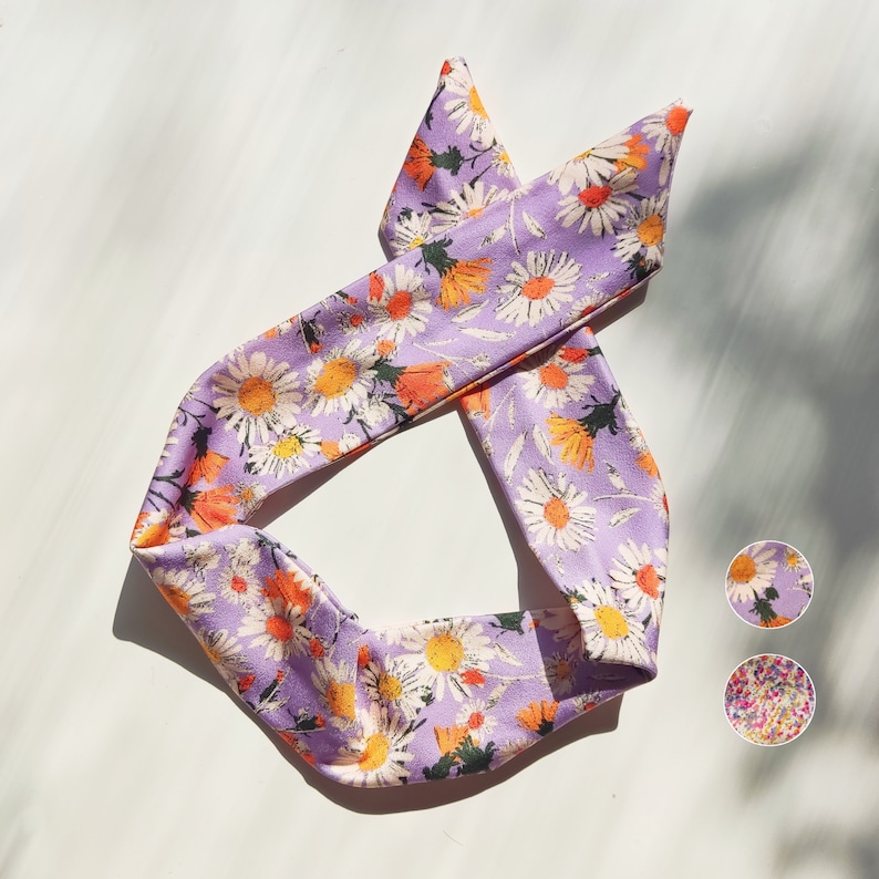 Limited Edition Satin hairband with wire inside to tie yourself Lavender Dream 1 Haarband Sunflower