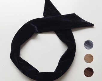 Velvet hairband with wire inside to tie yourself - espresso