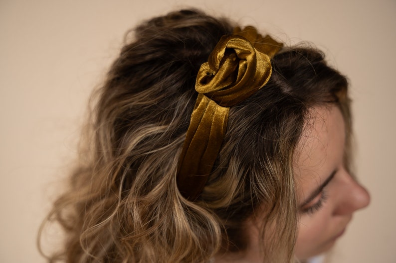 Velvet hairband with wire inside to tie yourself metallic Bild 3