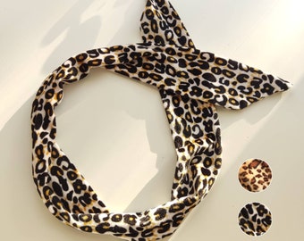 Velvet headband with wire inside to tie yourself - Leopard