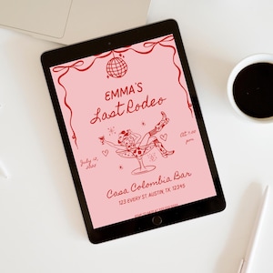 Last Rodeo Bachelorette Invitation Template | Retro Cowgirl Bach Party | Editable Canva Invite | Digital Download