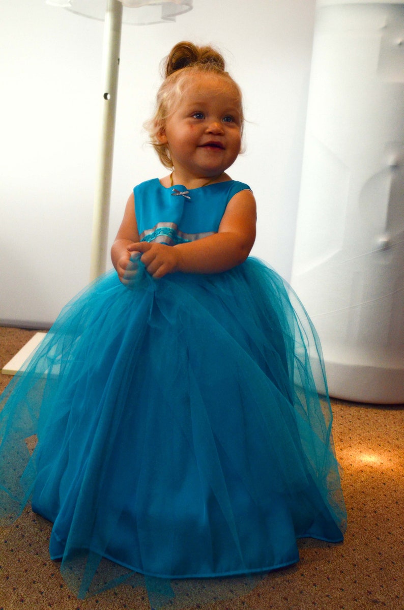 Turquoise Baby Ball Gown with hoop skirt included