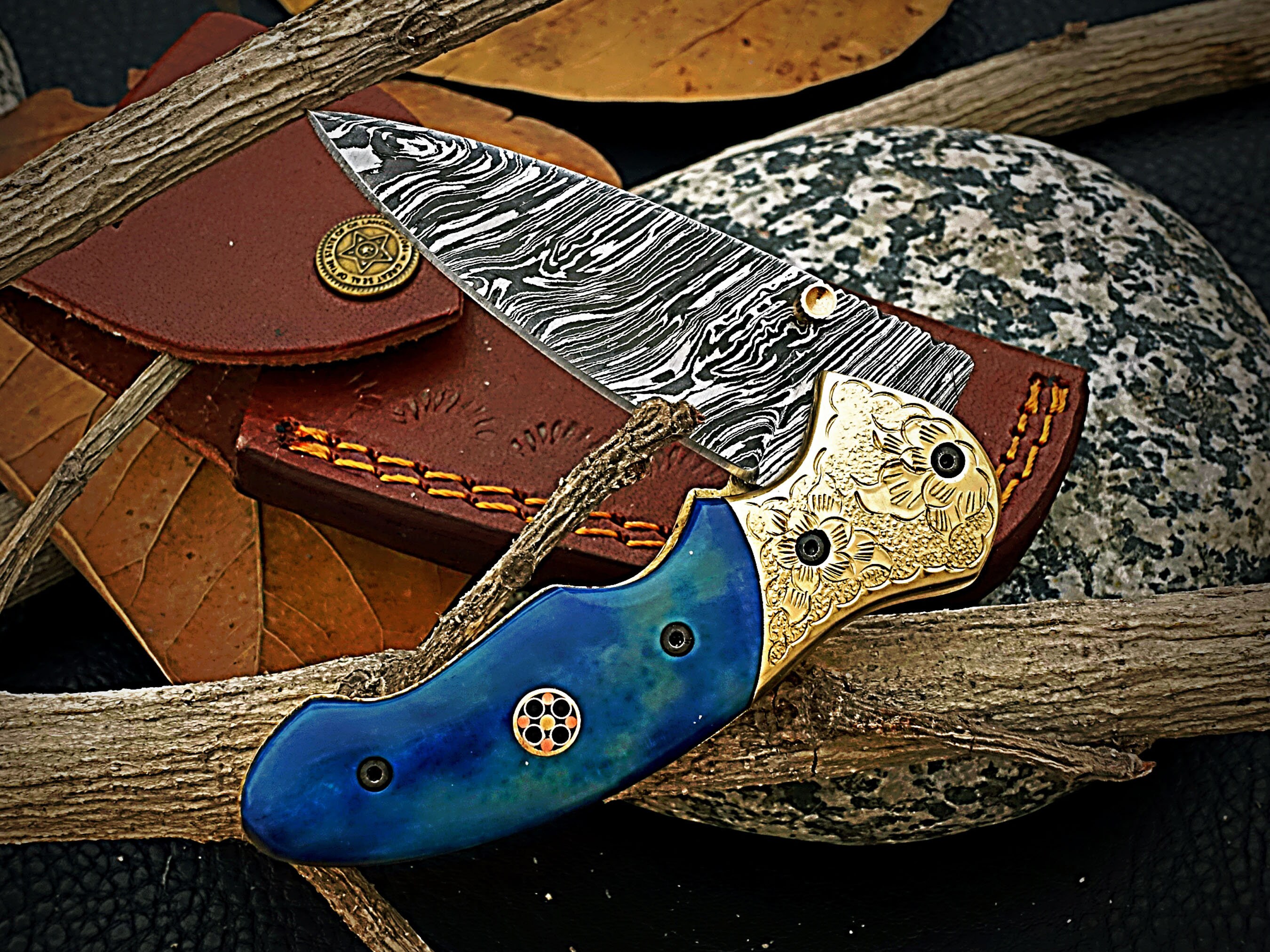 Custom Hand Made Damascus Steel Engraved Folding Knife FD-18 - Etsy