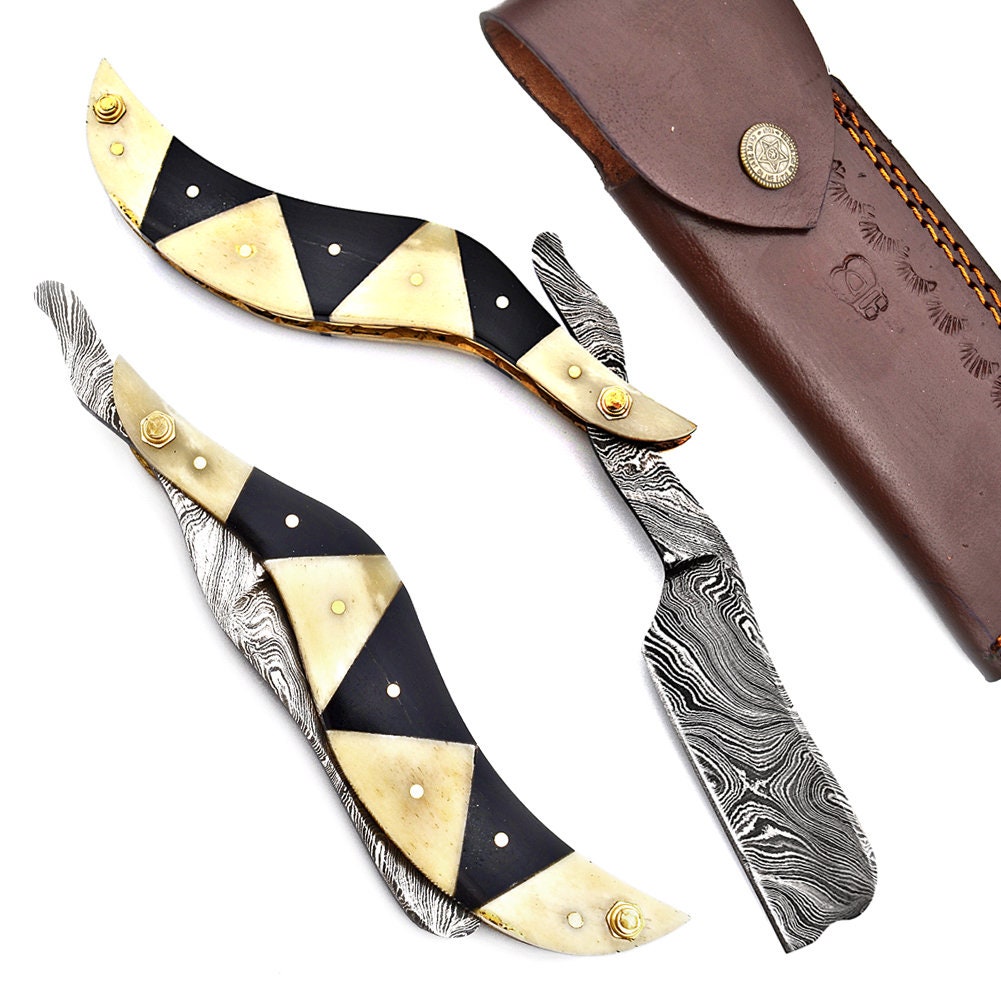 DAMASCUS STEEL CUSTOM HAND MADE FOLDING STRAIGHT EDGE RAZOR DAMASCUS STEEL CUSTOM HAND MADE FOLDING STRAIGHT EDGE RAZOR