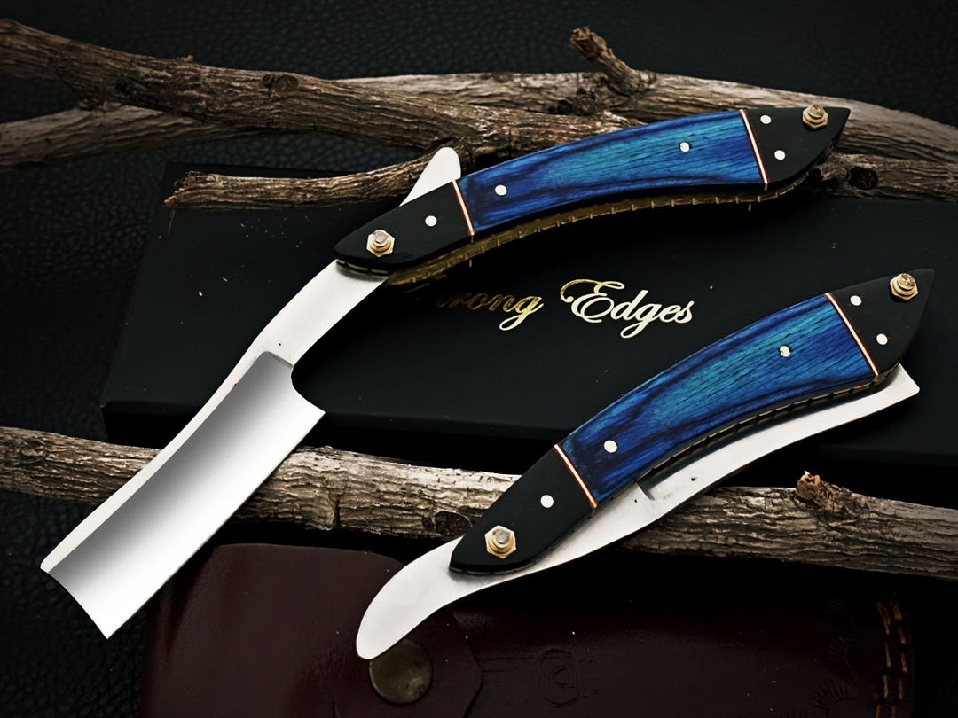 Crafted Razor Handmade Steel Straight Razor, Classic Barber Blade With Leather ...