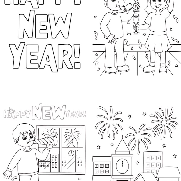 happy new year coloring pages of digital print