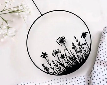 Schwarzer Türkranz 30 cm im Nordicstil, Scandi, moderne Osterdeko, schwarze Frühlingsdekoration, Türschmuck, Fensterkranz Blumen Haustür