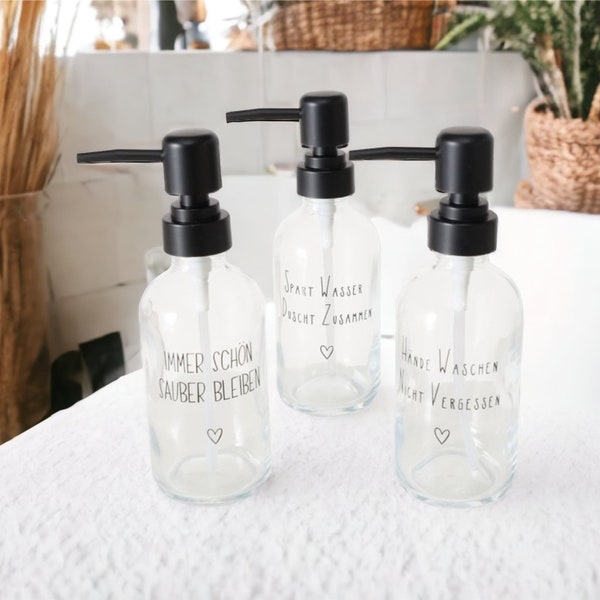 3er Set Handseife 240 ml Duschgel Shampoo auch einzeln nachhaltig Seifenspender Glasflasche Spenderflasche Pumpspender nachfüllbar