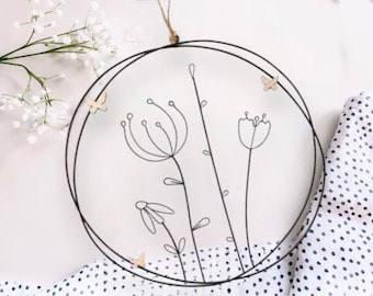 Black door wreath 30 cm in Nordic style, Scandi, modern Easter decoration, black spring decoration, door decoration, window wreath flowers front door