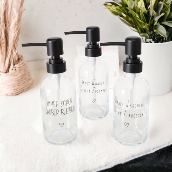 3er Set Handseife 500 ml Duschgel Shampoo auch einzeln nachhaltig Seifenspender Glasflasche Spenderflasche Pumpspender nachfüllbar