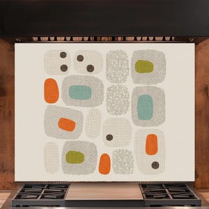Geometric Glass Kitchen Backsplash: Mid-Century Modern Tile Mural