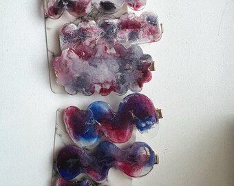 Handgefertigtes Resin Haarspangen Set | Abstrakte Marmorierte Haarspangen