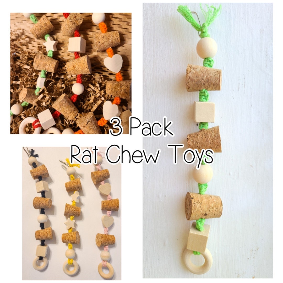 3 Pack Cork & Wood Chew Toy for Rats / Chew Toy / Rat Toy / Mice Toy