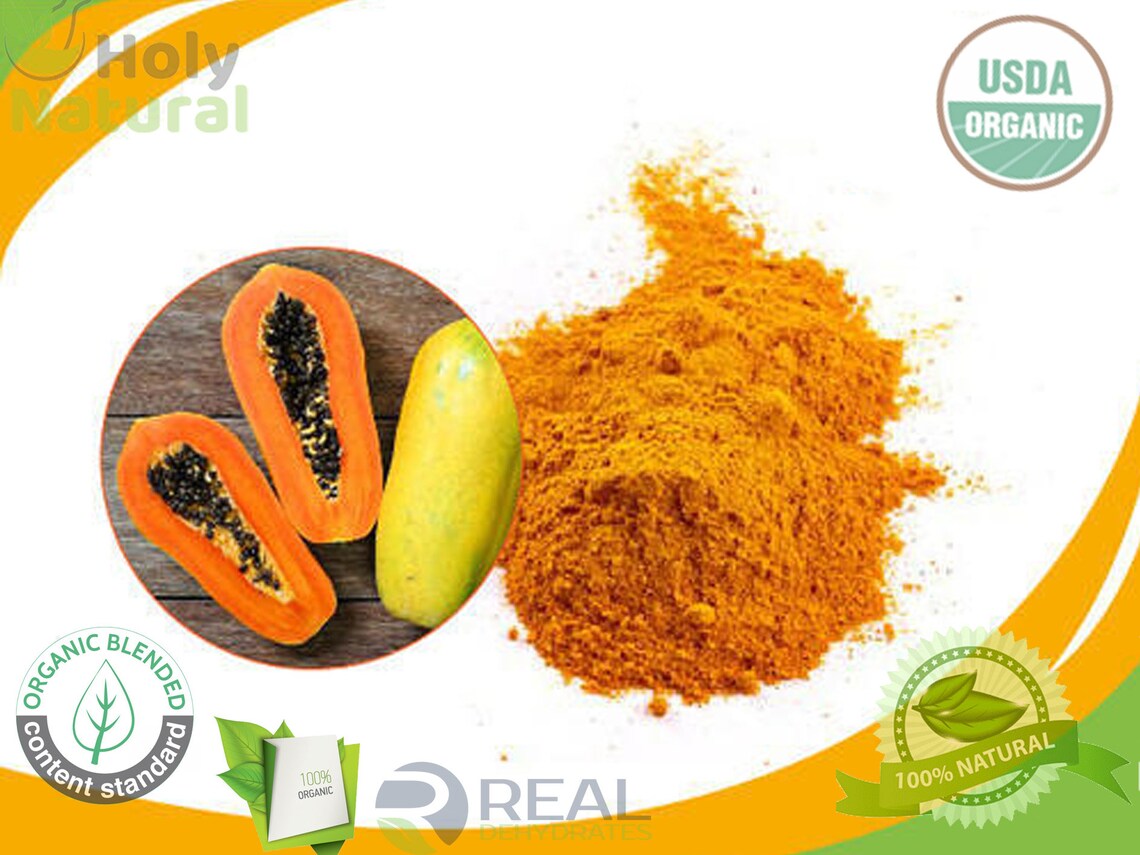 Papaya Powder Pure Organic Red Royal Papaya Extract Powder Etsy