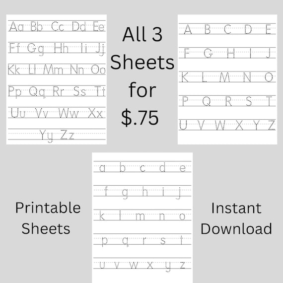 Alphabet tracing worksheets, abc handwriting worksheets, letter tracing printable